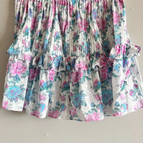 LoveShackFancy Ignacia Skirt, Sea Orchid floral, Size Medium